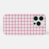 Samtiges Rosa-Weiß-Gingham-Charm iPhone Hülle (Rückseite (Horizontal))