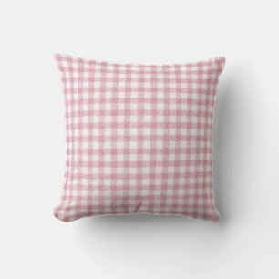 Samtiges Rosa-Weiß-Gingham-Charm Kissen