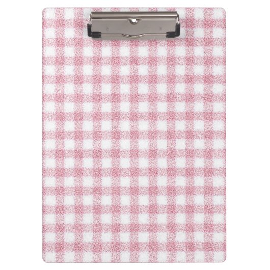 Samtiges Rosa-Weiß-Gingham-Charm Klemmbrett (Vorderseite)