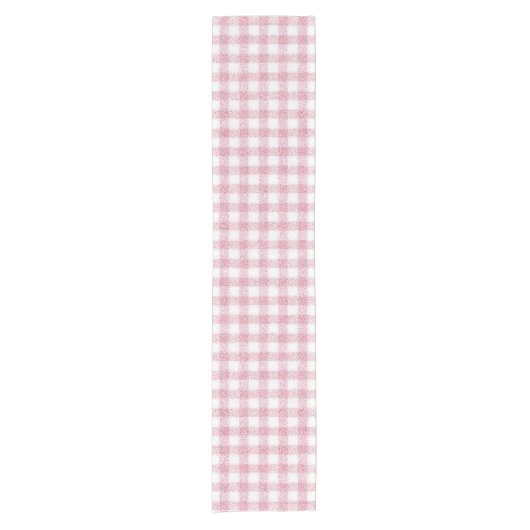 Samtiges Rosa-Weiß-Gingham-Charm Kurzer Tischläufer (Vorderseite)