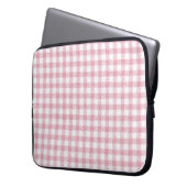 Samtiges Rosa-Weiß-Gingham-Charm Laptopschutzhülle (Vorderseite Links)