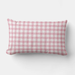 Samtiges Rosa-Weiß-Gingham-Charm Lendenkissen