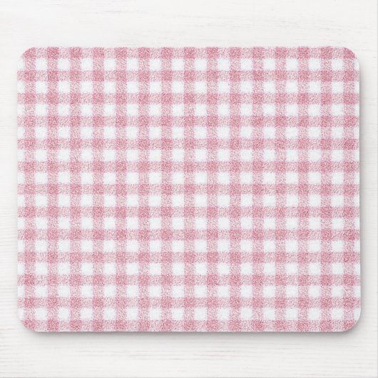 Samtiges Rosa-Weiß-Gingham-Charm Mousepad (Vorne)