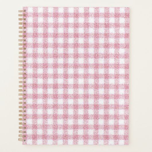 Samtiges Rosa-Weiß-Gingham-Charm Planer (Vorderseite)
