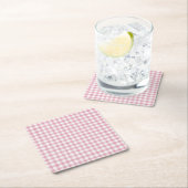 Samtiges Rosa-Weiß-Gingham-Charm Rechteckiger Pappuntersetzer (Vor Ort)