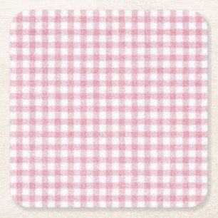 Samtiges Rosa-Weiß-Gingham-Charm Rechteckiger Pappuntersetzer