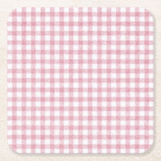 Samtiges Rosa-Weiß-Gingham-Charm Rechteckiger Pappuntersetzer (Vorderseite)