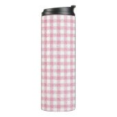 Samtiges Rosa-Weiß-Gingham-Charm Thermosbecher (Nach links gedreht)