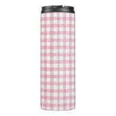 Samtiges Rosa-Weiß-Gingham-Charm Thermosbecher (Rückseite)