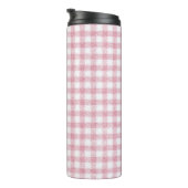 Samtiges Rosa-Weiß-Gingham-Charm Thermosbecher (Nach rechts gedreht)