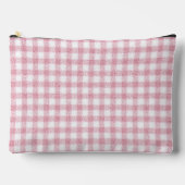 Samtiges Rosa-Weiß-Gingham-Charm Zubehörtasche (Vorderseite)
