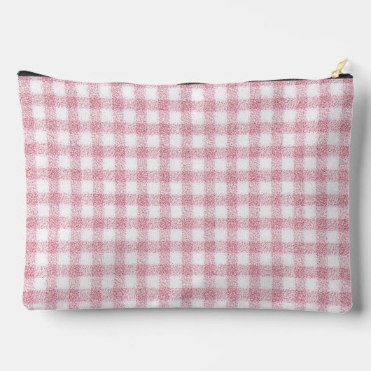Samtiges Rosa-Weiß-Gingham-Charm Zubehörtasche (Rückseite)