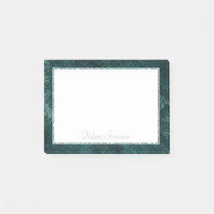 Samtiges Teal Damast Dunkelgrüner Grunge Barock Post-it Klebezettel