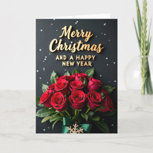 Samtkarten-Weihnachtskarte mit Blumenmotiv Karte