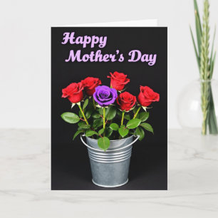Samtkartenstrauß Rosen Karte