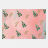 Samtrosaroter Weihnachtsbaum  Geschenkpapier Set (Vorderseite)