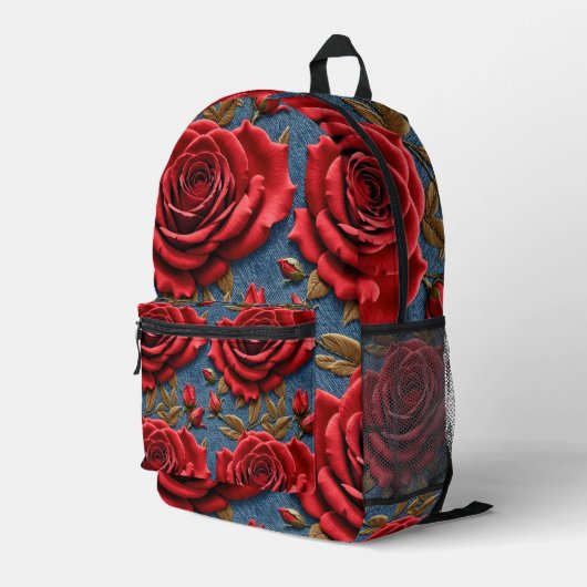 Samtrote Rosen  Bedruckter Rucksack (Rückseitige Ecke Rechts)