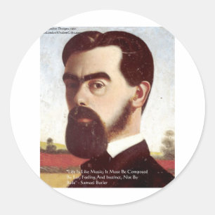 Samuel Butler "Life/Music" - Zitate von "Life/Musi Runder Aufkleber