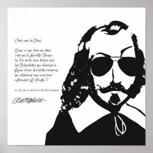 Samuel Champlain Hipster Text der Zukunft+Brille Poster