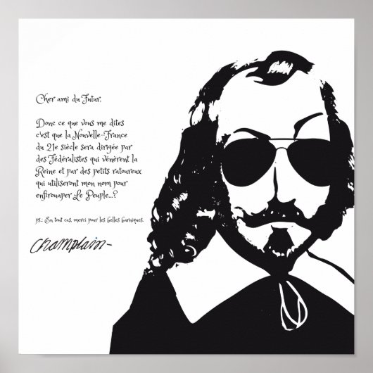 Samuel Champlain Hipster texte du future+lunettes Poster (Vorne)
