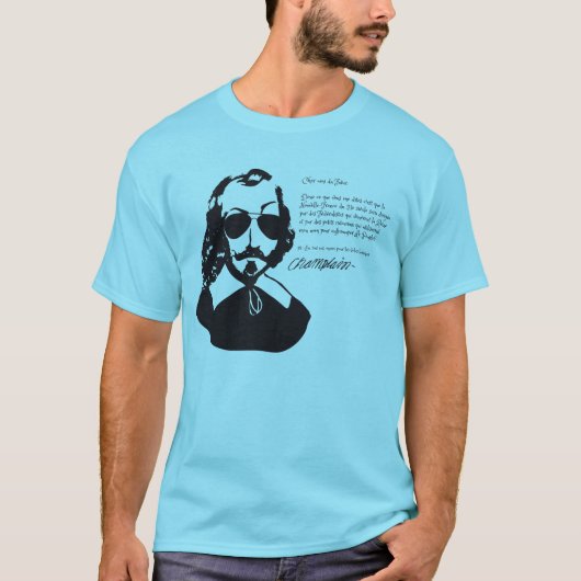 Samuel Champlain Hipster texte du future+lunettes T-Shirt (Vorderseite)