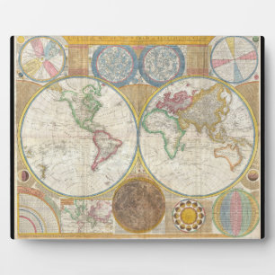 Samuel Dunn Wall Map of the World in Hemisphären Fotoplatte
