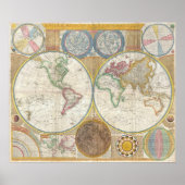 Samuel Dunn Wall Map of the World in Hemisphären Poster (Vorne)