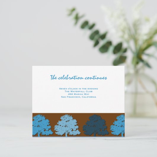 Samuel Empfang Bar Mitzvah Wedding Blue Trees Einladung (Stehend Vorderseite)