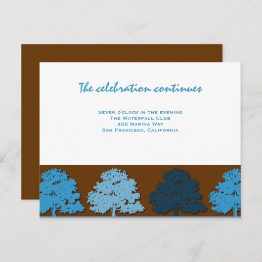 Samuel Empfang Bar Mitzvah Wedding Blue Trees Einladung (Vorne/Hinten)