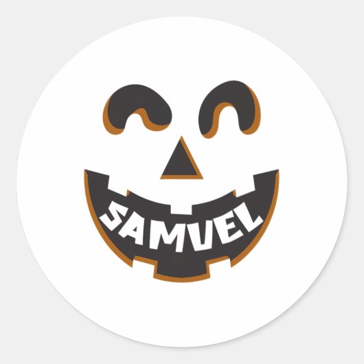Samuel Jack O' Lantern Pumpkin Kids Custom Hallowe Runder Aufkleber (Vorderseite)