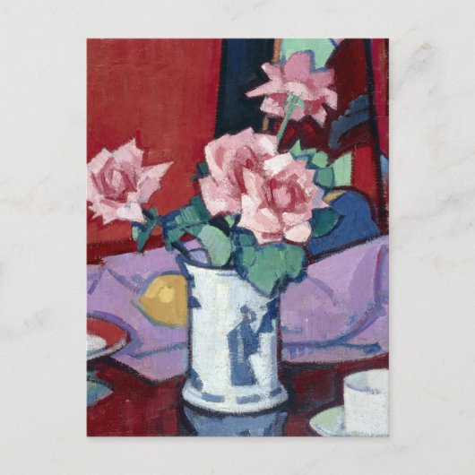 Samuel John Peploe Pink Roses, Chinesische Vase Postkarte (Vorderseite)