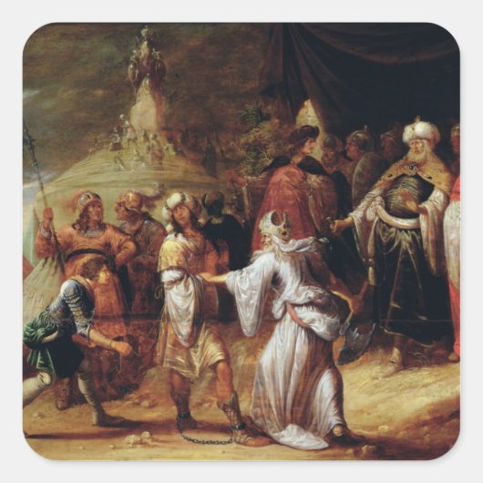 Samuel Killing Agag, König der Amalekiten Quadratischer Aufkleber (Vorderseite)