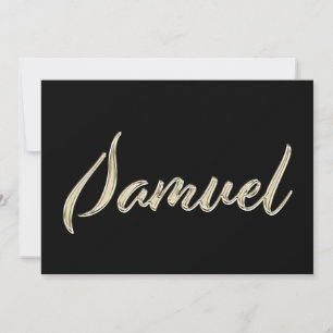 Samuel Name white gold Handwriting Karte