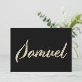 Samuel Name white gold Handwriting Karte (Stehend Vorderseite)
