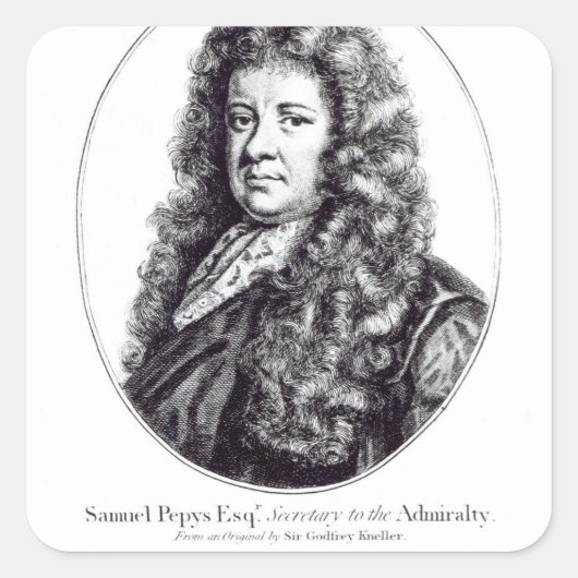 Samuel Pepys Quadratischer Aufkleber (Vorderseite)