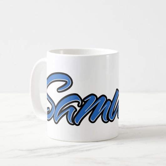 Samuel Vorname Name blue Tasse Kaffeetasse (Vorderseite Links)