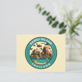 Samui Island Thailand Reisen Art Abzeichen Postkarte (Stehend Vorderseite)