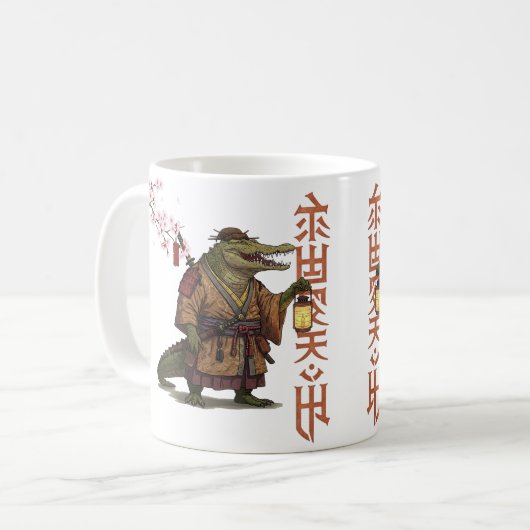 Samurai Alligator Tasse - Fantasy Japanisches Krok (Vorderseite Links)
