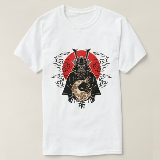Samurai and Rising Sun – Japanese Art T-Shirt (Design vorne)