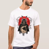  Samurai and Rising Sun – Japanese Art T-Shirt (Vorderseite)