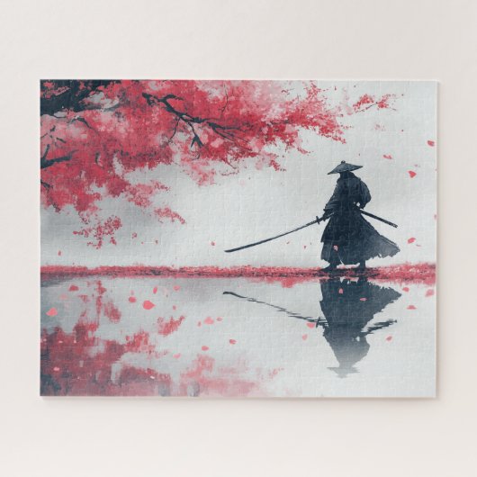 Samurai and Sakura – Japanese Warrior Art Puzzle (Horizontal)