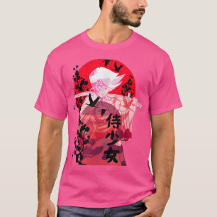 Samurai Anime Mädchen Katana Schwert Sonnenunterga T-Shirt