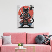 Samurai Armor Warrior Katzenposter, Black Cat Wall Leinwanddruck (Insitu (Wohnzimmer))