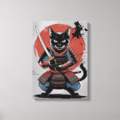 Samurai Armor Warrior Katzenposter, Black Cat Wall Leinwanddruck (Vorderseite)