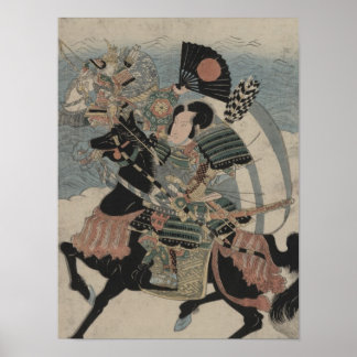 Samurai auf dem Pferderücken um den frühen 18. Poster