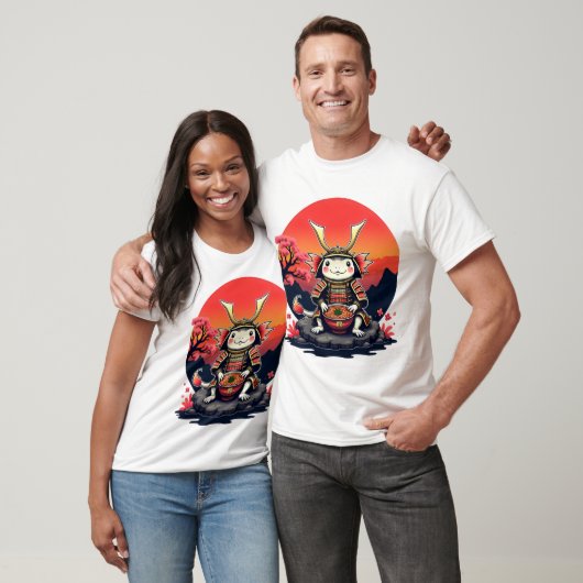 Samurai Axolotl mit Ramen Bowl T-Shirt (Unisex)