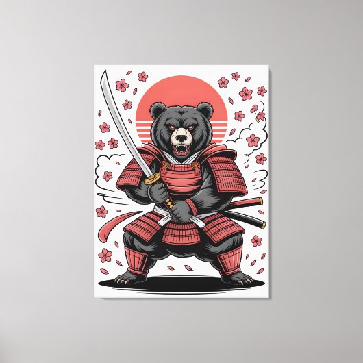 Samurai-Bär auf Leinwanddruck (Vorderseite)