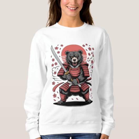 Samurai-Bär Basic Sweatshirt (Vorderseite)