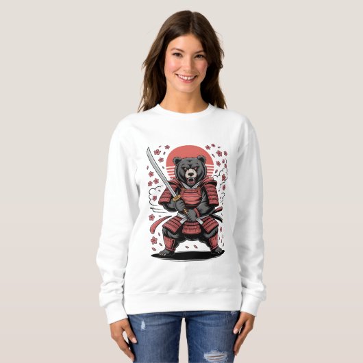 Samurai-Bär Basic Sweatshirt (Vorne ganz)
