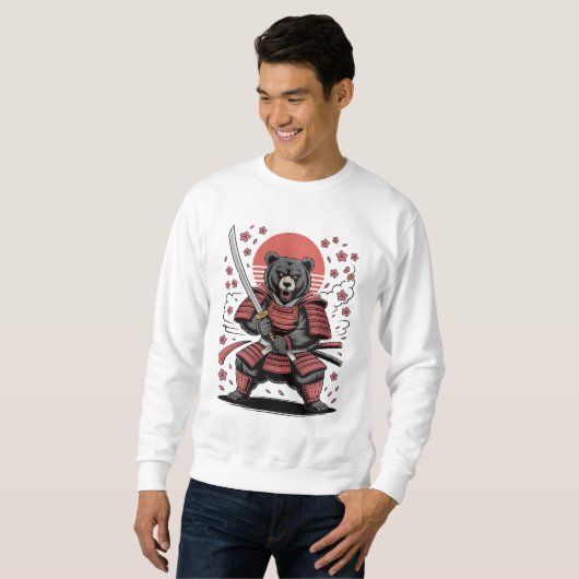 Samurai-Bär Basic Sweatshirt (Vorne ganz)